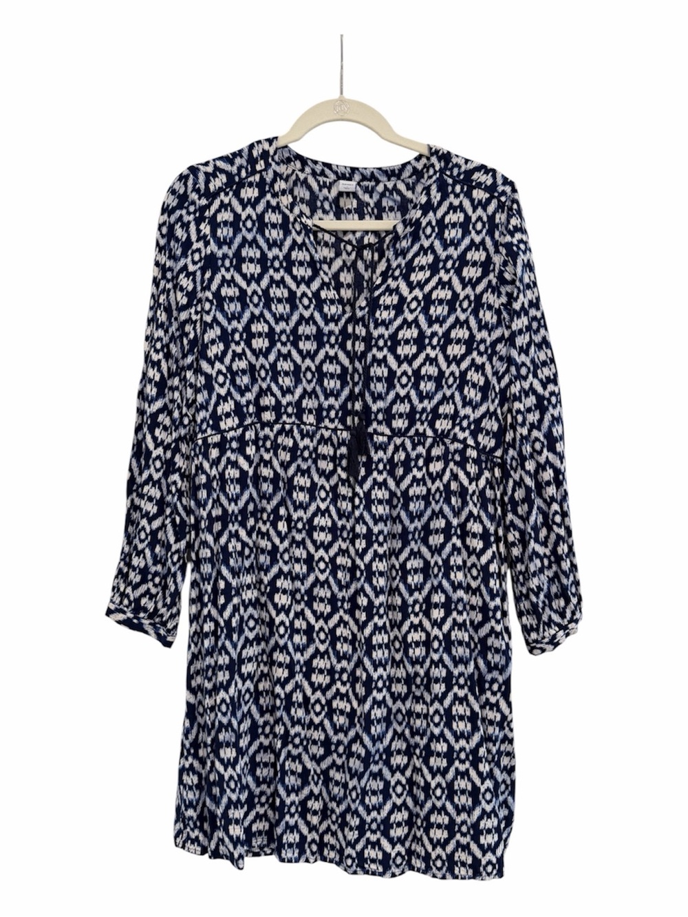 Old Navy Dress Navy White Ikat Tie Size Small lightweight summer vacation